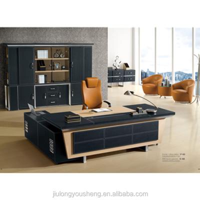 China Design F65 Manager's Desk Table PVC Regular Leather Upholstery Boss Modern Office Boss Table Desk for sale