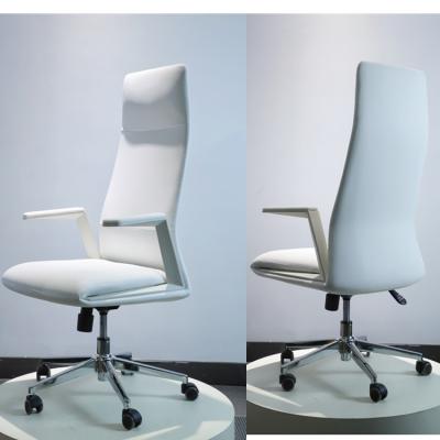 China Hot Selling Office Chair White PU Office Chair White Leather High Hig Density (Height) Adjustable Molded Foam LY-001A for sale