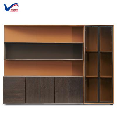 China Luxury PVC Leather Upholstery Office Cabinet Office Bookcase Filling Features for sale