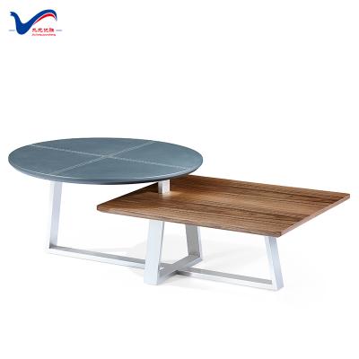 China T-81-1 Modern Tea Round Sofa Side Table Simple Modern Low MDF Stainless Steel Coffee Table for sale