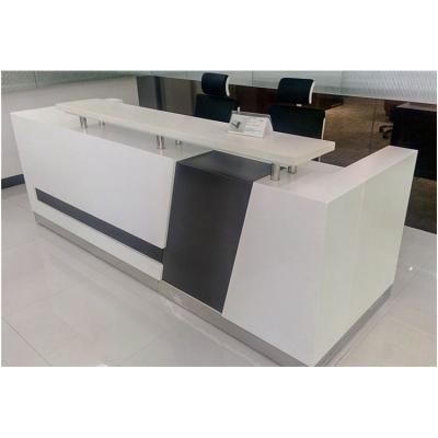 China BL model 2.7m dimensions reception table regular white and black color design curved shape reception desk for sale