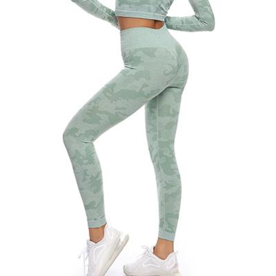 China Custom Breathable Seamless Fitness Leggings Women Factory Active Wear Yoga Camouflage Printed Yoga Leggings for sale