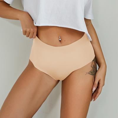 China 2021 Antibacterial Wholesale Ice Silk Plus Size Ladies Seamless Underwear Women High Waist Panties for sale