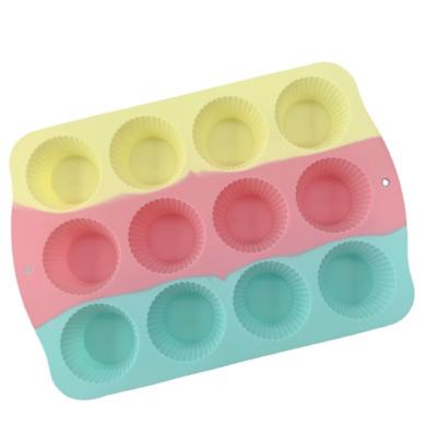 China Viable Making 12 Cups Modular 3d Removable Silicone Molds Tool For Baking Cake for sale