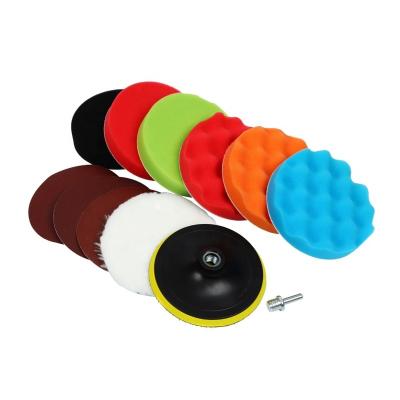 China Customized Durable 12pcs 5inch Car Polish Pad Set Sponge Polishing Foam Polish Pad Kit For Auto Care for sale