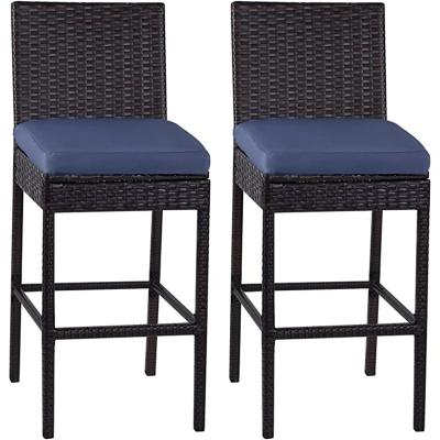 China Outdoor Weather Furniture Rattan Bar Chair, Outdoor Wicker Bar Stool 2 Set, All Weather Patio Furniture Set for sale