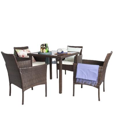 China Eco-freindly Outdoor GARDEN Rattan Patio 4 Person Dining Set Blended Coffee for sale