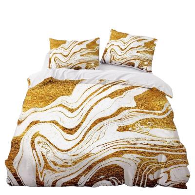 China Nondisposable single bedding sets 3D quilt marbling cover set comforter pillowcase king queen full double home textile 3pcs printed 1set for sale