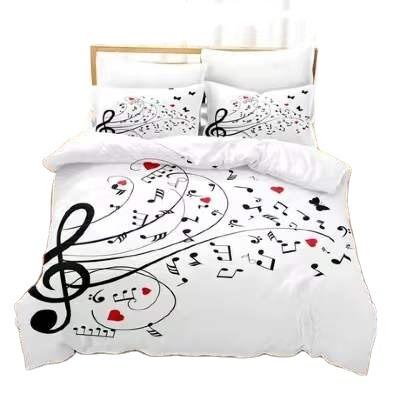 China Nondisposable 3D Digital Duvet Cover Music Note Printed Bedding Set Beat Quilt Cover Music Note Adult Kids Bedding Set For Winter US/EU/AU Size for sale