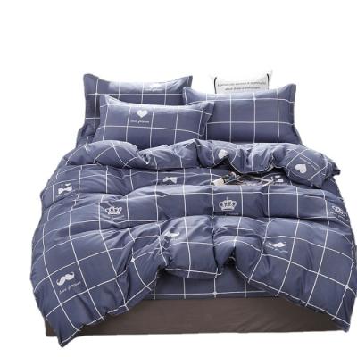 China Modern Design Check Pattern Design Print Nondisposable 100% Polyester Bed Set 165 for sale