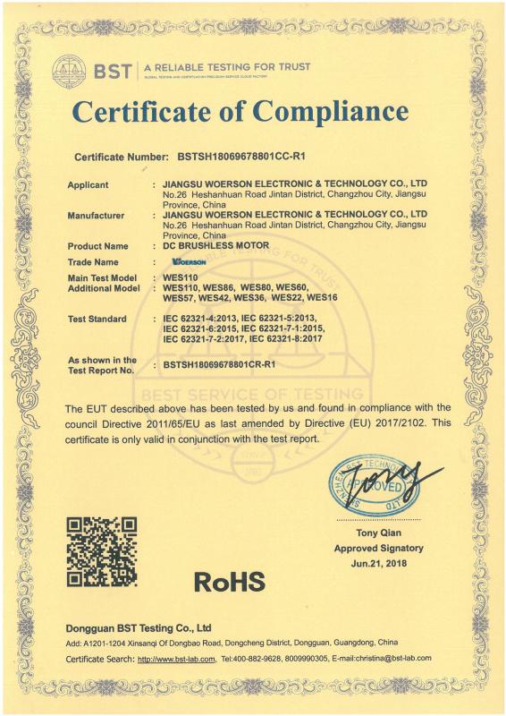 RoHS - Changzhou Sunlight Electrical Appliance Co., Ltd.