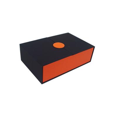 China Reused Materials Flip Top Square Gift Paper Boxes For Couples Gift Set Black Magnetic Gift Box Customized for sale