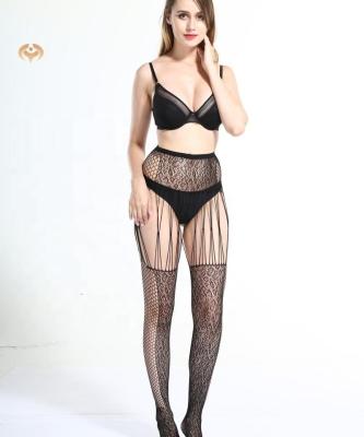 China Breathable Sexy Ladies And Girls Women Knitting Mesh Fence Net High Waisted Pattern Suspender Sexy Tights for sale