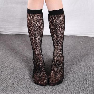 China 2019 Wholesale Breathable Black Jacquard Net Knee High Socks for sale