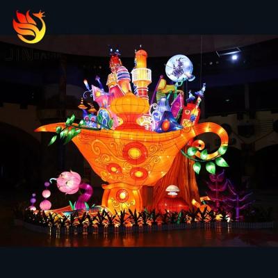 China New Style Halloween Theme Lanterns Designs Steel Wire Silk Fabric Cloth Iron For All Saints Day Festival Decoration for sale