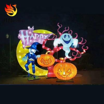 China Iron Steel Wire Cloth Chinese Traditional Halloween Silk Cloth Customize Lantern All Saints Day Ghost Lanterns Festival Decoration for sale