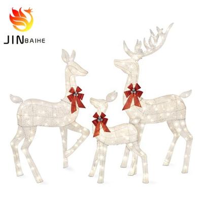 China Factory Price Environment Friendly 3-Piece Lighting Buck Doe Fawn Reindeer Lighted Christmas Deer Family Set Outdoor Yard Lawn Parks Decoration for sale