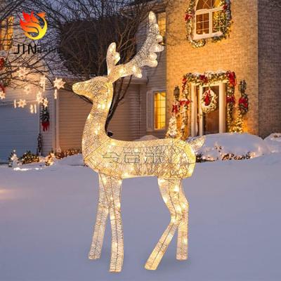 China Christmas Environmentally Friendly Waterproof Reindeer Wire LED Iron Decorative Lights Indoor and Outdoor Hotel Mall Park Ornaments for sale