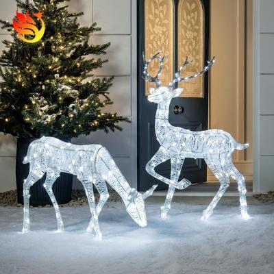 China Waterproof Folding Metal White Xmas Deer Elk Elk Reindeer Christmas Lights Environmentally Friendly Indoor and Outdoor Decorations for sale