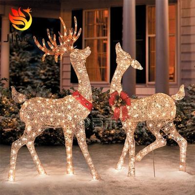 China Environmentally Friendly Folding Metal Wire Powder Winding Waterproof Yellow Reindeer Elk Deer Christmas Lights Indoor Outdoor Decor for sale