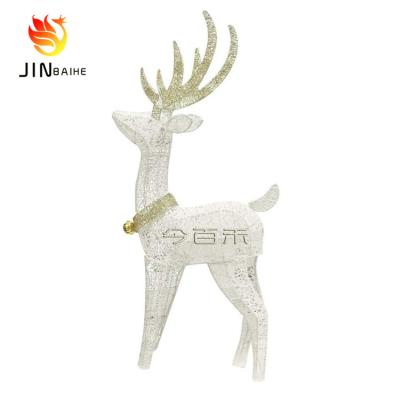 China Environmental Friendly Folding Wrought Iron Wire Dusted Waterproof White Indoor Outdoor Reindeer Christmas Lights Decorations for sale