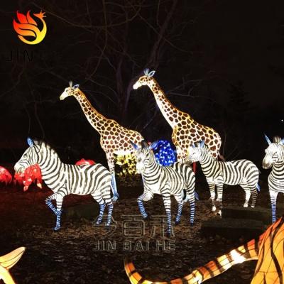 China Customized Outdoor Waterproof Decor Environmental Friendly Pinto Craft Zebra LED In Zoo Silk Animal Theme Park Garden Lantern Festival Sculpture Lamp for sale