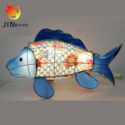 China Chinese traditional outdoor folk silk animal fish lantern festival outdoor or indoor decoration for Chinatown shopping mall decoration for sale