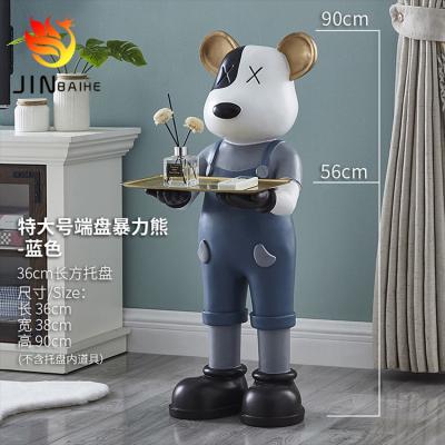 China Net Red Large Bear Decoration Tray Living Room Tall Floor Tray Decoration Artificial Violent Mobile Housewarming Gift for sale