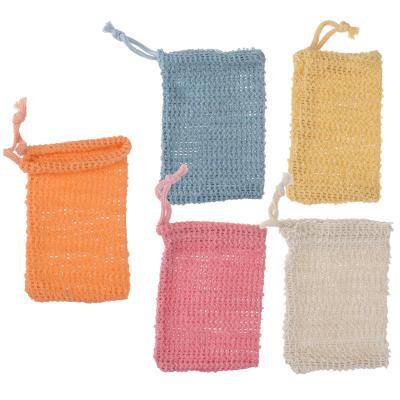 China Sisal Soap Mesh Bag 14 cm Soap Exfoliate Natural Pocket Mesh Soap Bar Bag Drawstring Sisal Soap Saver Shower Pouch For Shower for sale