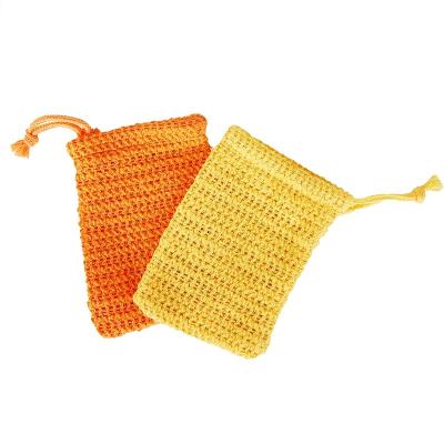 China Mesh Bag Natural Drawstring Exfoliating Sisal Soap Foaming Bubble Soap Saver Organic Handmade Sial Soap Bag for sale