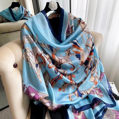 China Women's Fashion Long Print Scarves Ladies Chiffon Neck Scarf Floral Shawl Wrap Lightweight Ladies Scarf Gifts For Women for sale