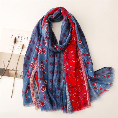 China Premium Cotton Viscous Scarf For Women 180cm Head Scarf Printed Shawl And Wraps Ladies Scarves Soft Lightweight Hijab Gifts for sale