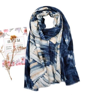 China Lightweight Cotton Ladies Scarves Fashion Squishy Abstract Design Printing Scarves For Girls Women for sale