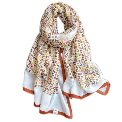 China Fashion Winter Viscous Scarf For Women Hijab Viscose Letter Print Warm Scarf Luxury Brand Cover Wraps Female Scarves And Shawls for sale