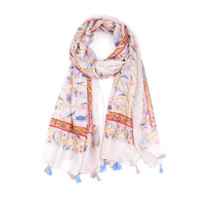 China The latest wholesale 2020 squishy scarves woman cotton floral printed canvas high quality comfortable vintage tassel turkey for sale