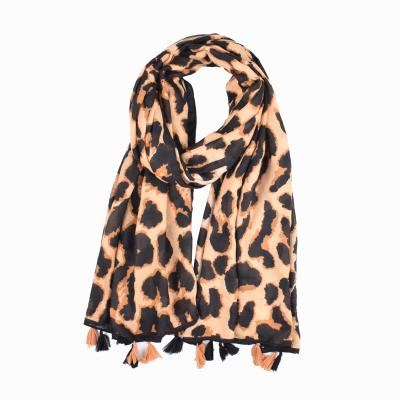 China 2020 Wholesale 2020 Wholesale High Quality Brown Women Leopard Printed Cotton Scarf Lightweight Twill Scarf Cotton Scarf for sale