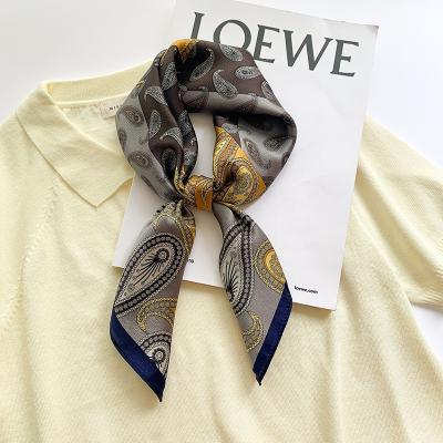 China New Women Chiffon Small Hair Scarf Mulberry Silk Square Headband Lady Neck Scarves Print Neckerchief Bandana Bag Tie Wraps for sale