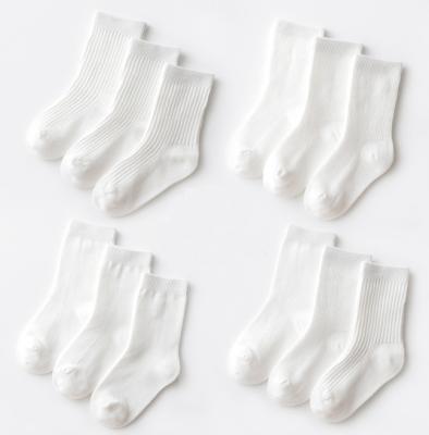 China Breathable 3pairs Set High Quality Seamless Toe Socks White Color School Kids Student Socks for sale