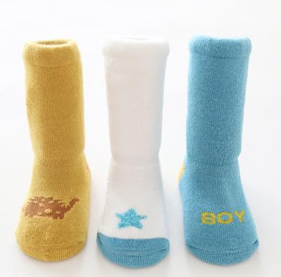 China Breathable Custom Anti Slip Baby Cotton Knitted Bump Winter Thick Warm Knee High Baby Terry Socks for sale