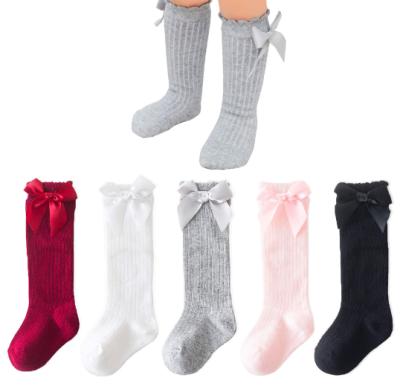 China Knee High Breathable Korean Baby Cotton Style Newborn Socks With Bow Fashion Cute Baby Cotton Socks for sale