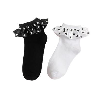 China Asia Women's Polka Dot Lace Trim Ankle Socks Prince Girl Ankle Socks Pretty Teen Cute Ready Cotton Breathable Short Stockings for sale