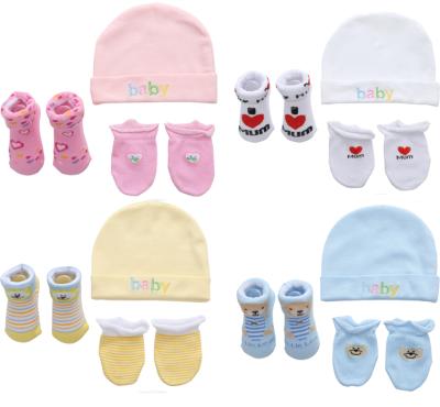 China Wholesale Breathable Anti Scratch Face Knit Newborn Baby Set With Socks Mittens Beanie Infant Toddler 3pc Set Baby Socks Gloves Baby Hats for sale