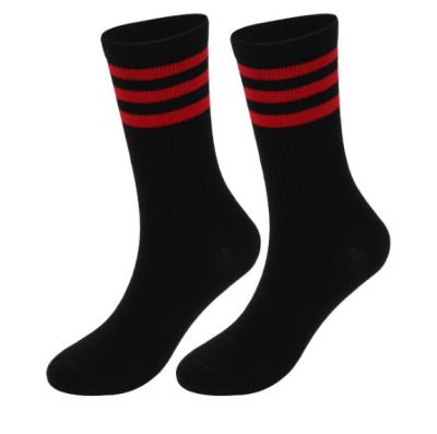 China Breathable Custom Design Striped Teen Girl Student Black White Cotton Unisex Tube Socks Kids School Socks for sale