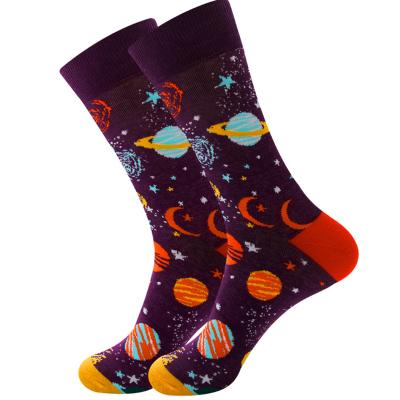 China Fashion Antibacterial Fresh Style Men Classic Space Design Custom Dress Socks Dropshipping Male Seamless Socks for sale