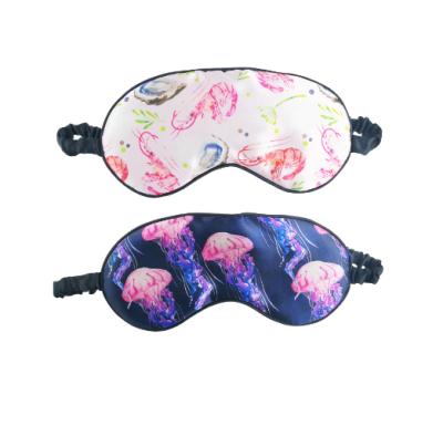 China Fashion Sublimation Printing Silk Satin Sleep Visor Eyemask Padded Travel Sleep Silk Eye Mask for sale