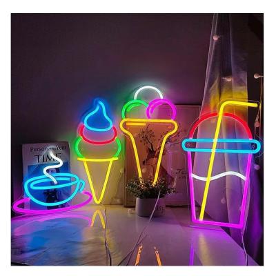 China Retail Store Ubisi Ice Cream Neon Sign Wall Mounted Custom Letters Led Neon Sign for sale