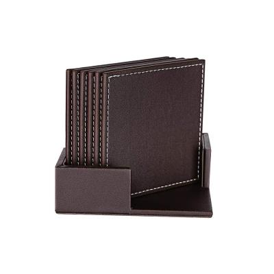 China Customized viable handmade high end leather wholesale PU PVC coffee tea table coasters for drinks mat /cup/cup pad for sale