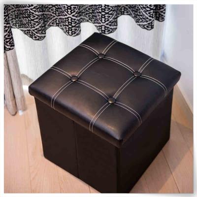 China Viable Square Faux Leather Storage Ottoman Foldable Stool for sale