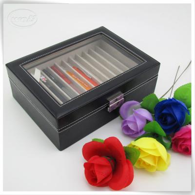 China Luxury Handmade Display PU Leather Desktop Pen Holder Eco-friendly Storage for sale