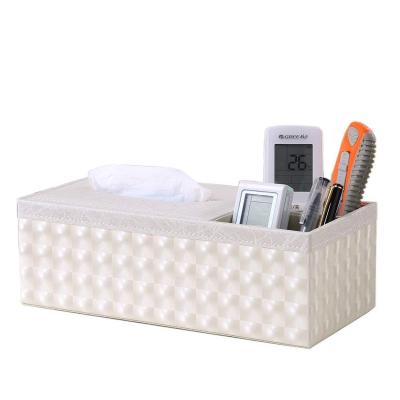 China Handmame Fancy Tissue Box Lid, Custom PU Leather Office Car Tissue Box Holder with Pen Holder, Hotel Toilet Paper Boxes Holder for sale